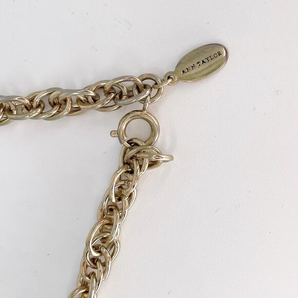 Ann Taylor Dangling Tear Drop Statement Necklace Gold - Picture 6 of 6